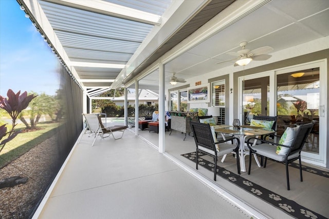 view of patio / terrace with ceiling fan