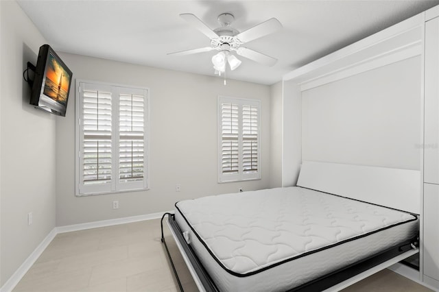 bedroom featuring ceiling fan