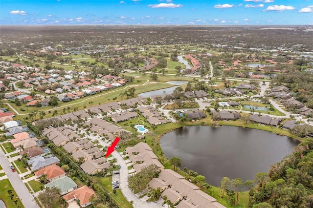 bird's eye view featuring a water view