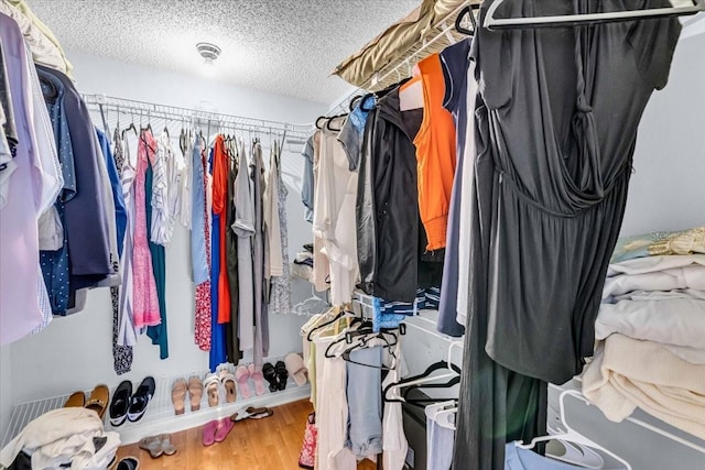 spacious closet featuring hardwood / wood-style flooring