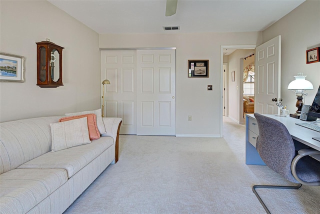 living room with light carpet