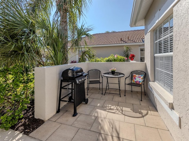 view of patio / terrace featuring a grill