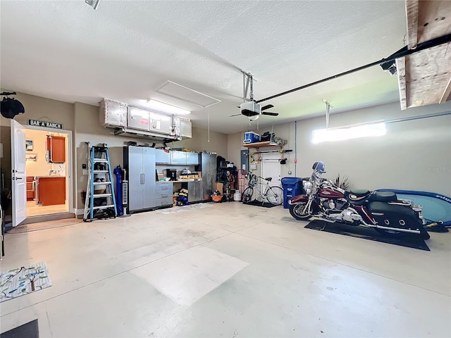 garage with a garage door opener