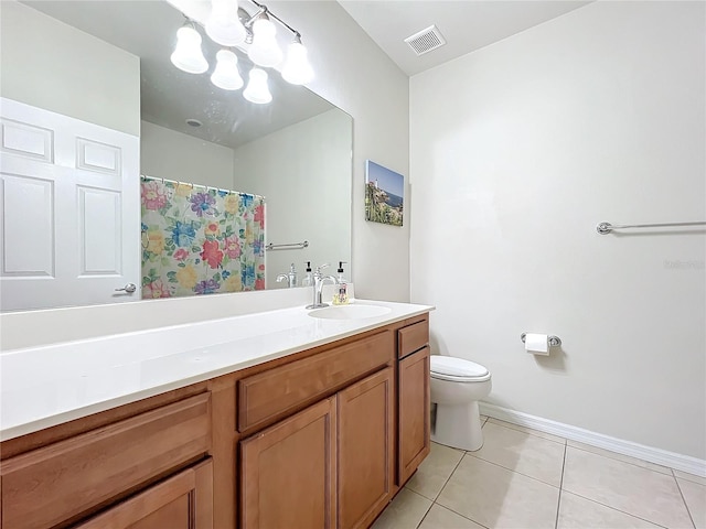 bathroom featuring tile patterned flooring, vanity, and toilet