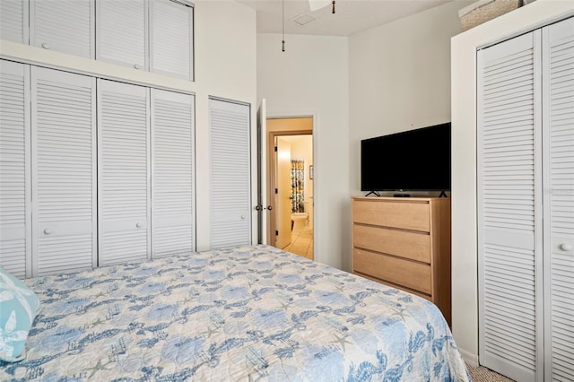 bedroom featuring two closets