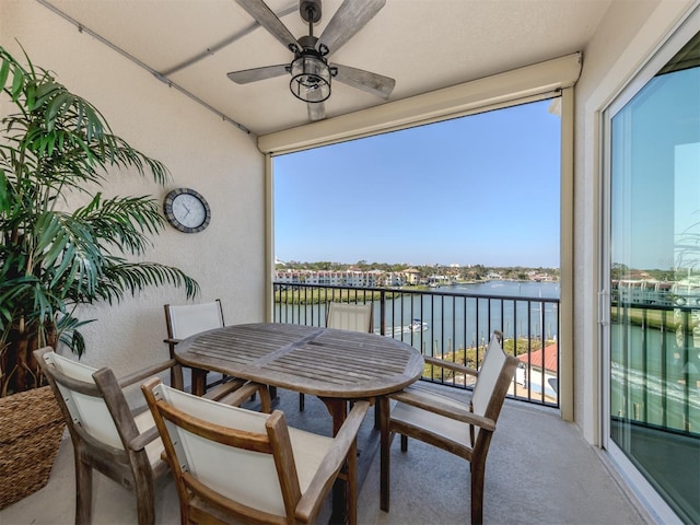 501 Tamiami Trl N Unit 502, Venice, FL 34285 - balcony featuring a water view and ceiling fan