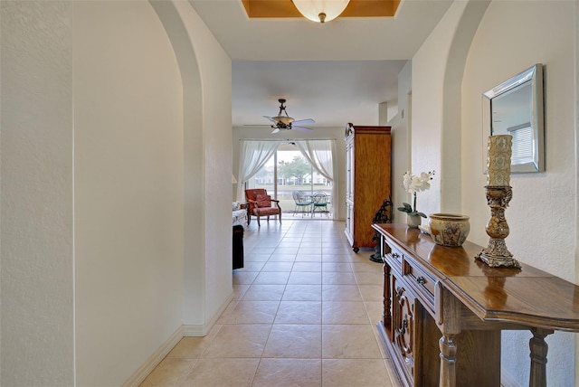 hallway with light tile patterned flooring