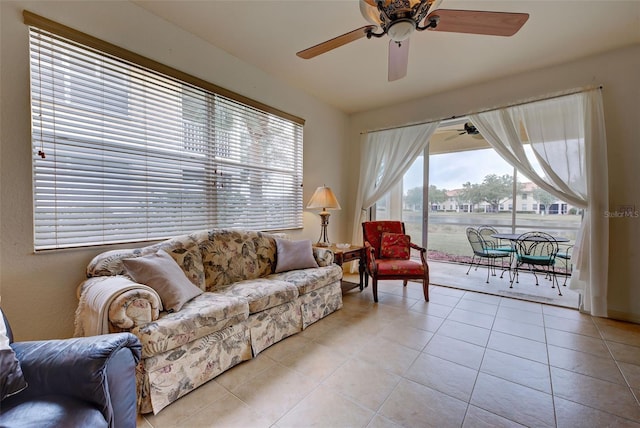 view of tiled living room