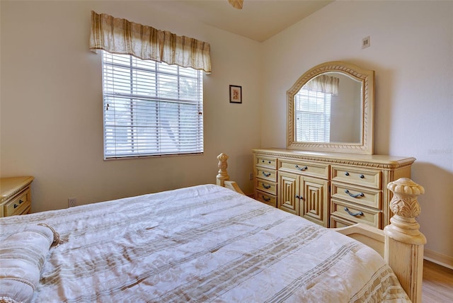 bedroom with light hardwood / wood-style floors