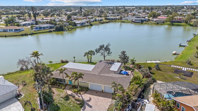 bird's eye view featuring a water view