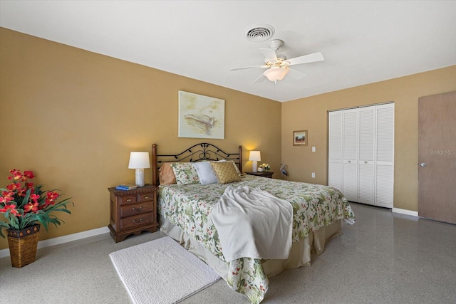 424 Shade Ter, Venice, FL 34293 - bedroom with a closet, visible vents, ceiling fan, and baseboards
