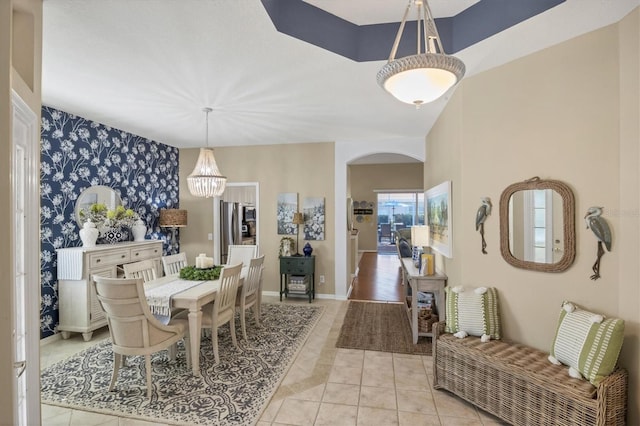 view of tiled dining room