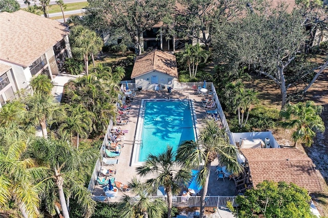 630 Bird Bay Dr E Unit 208, Venice, FL 34285 - aerial view of property and surrounding area featuring a pool area