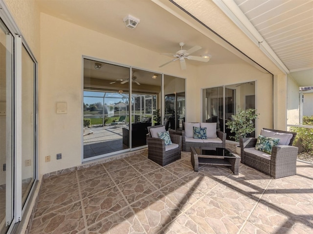 view of patio / terrace featuring outdoor lounge area and ceiling fan