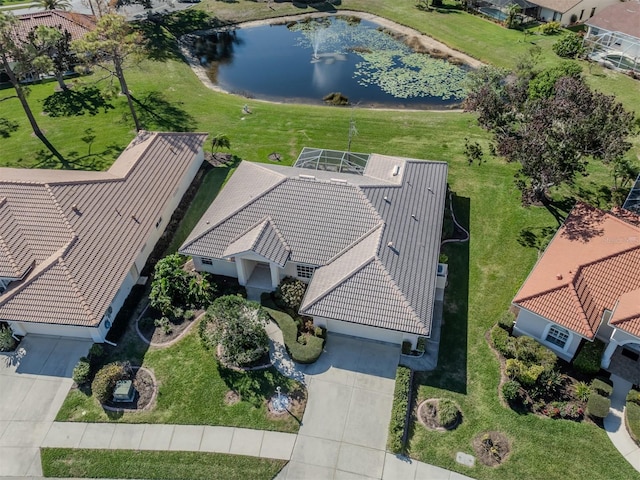 bird's eye view featuring a water view