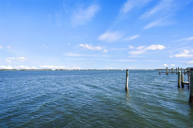 view of dock featuring a water view