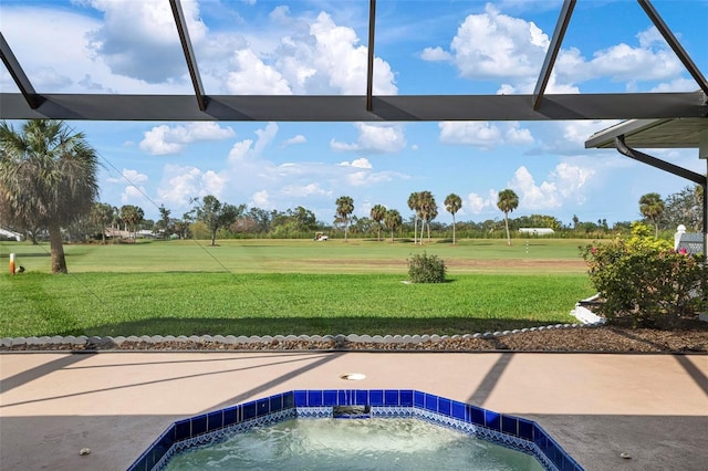 1915 Pebble Beach Ct, Venice, FL 34293 - view of swimming pool with a yard and view of golf course