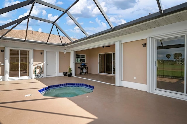 1915 Pebble Beach Ct, Venice, FL 34293 - view of pool with a patio area, an in-ground hot tub, a lanai, and a swimming pool