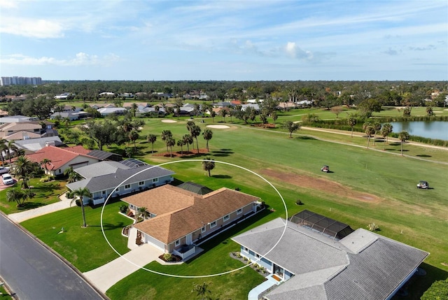 1915 Pebble Beach Ct, Venice, FL 34293 - aerial perspective of suburban area featuring a local golf course and a nearby body of water