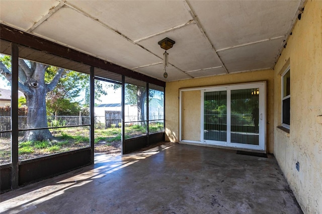 view of unfurnished sunroom