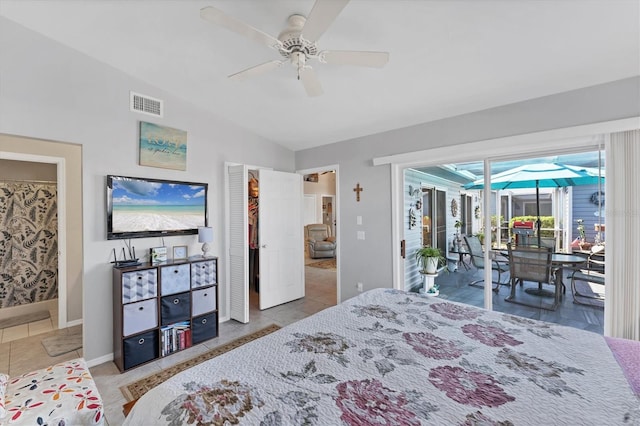 3300 Loveland Blvd Unit 1201, Punta Gorda, FL 33980 - bedroom with access to exterior, lofted ceiling, visible vents, a sunroom, and baseboards