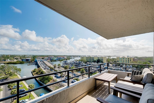 balcony with a water view