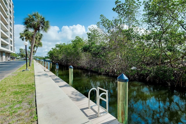 view of dock featuring a water view