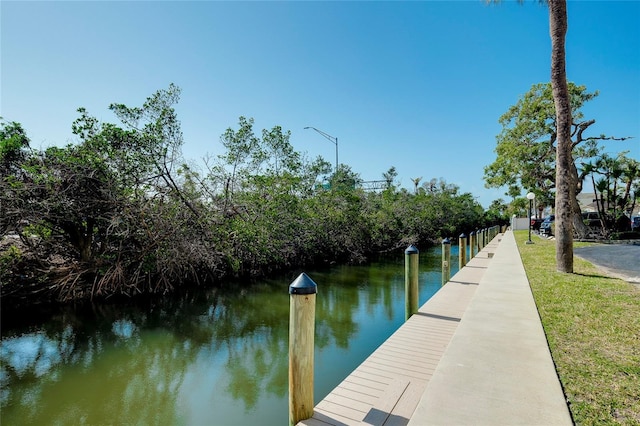 view of dock featuring a water view