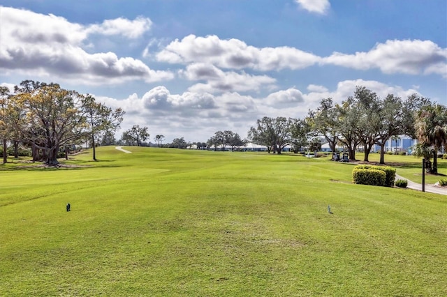 view of property's community with a lawn