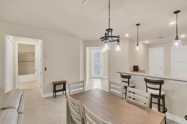 view of tiled dining area