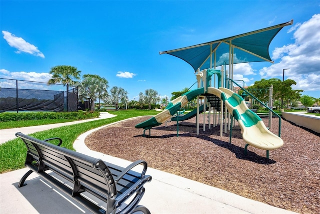 community play area featuring fence