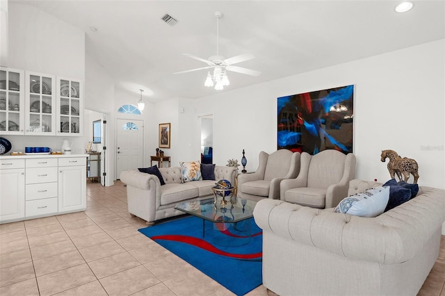 213 Venice Palms Blvd, Venice, FL 34292 - living area featuring light tile patterned flooring and a ceiling fan