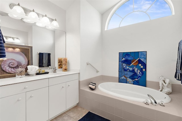 213 Venice Palms Blvd, Venice, FL 34292 - full bathroom with vanity, a garden tub, and tile patterned flooring