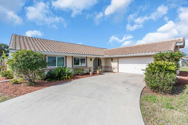 single story home with a garage