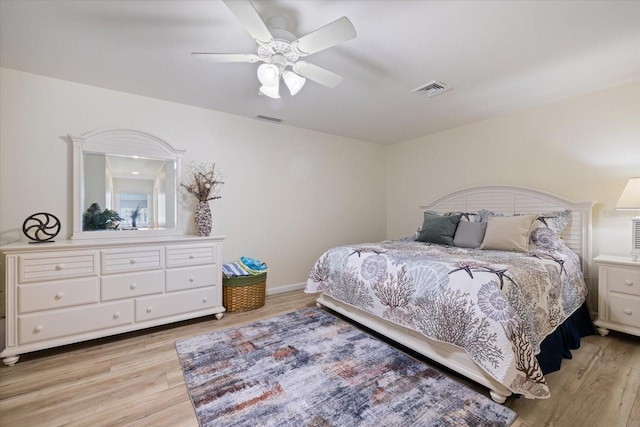 929 The Rialto, Venice, FL 34285 - bedroom featuring light wood-style floors, visible vents, and a ceiling fan