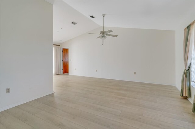 5875 Jackson, Venice, FL 34293 - unfurnished room featuring lofted ceiling, light wood finished floors, visible vents, and a ceiling fan