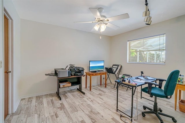 5875 Jackson, Venice, FL 34293 - office space with ceiling fan, light wood-style flooring, and baseboards