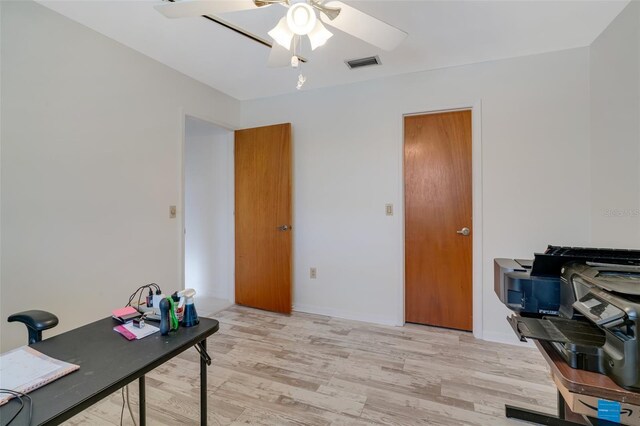 5875 Jackson, Venice, FL 34293 - office featuring visible vents, ceiling fan, light wood-style flooring, and baseboards