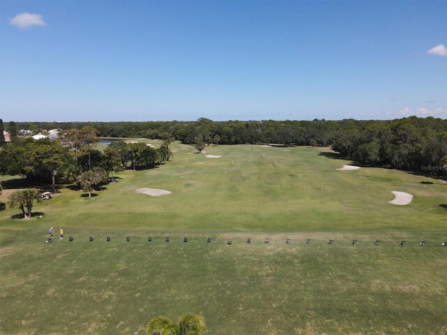 aerial view featuring view of golf course