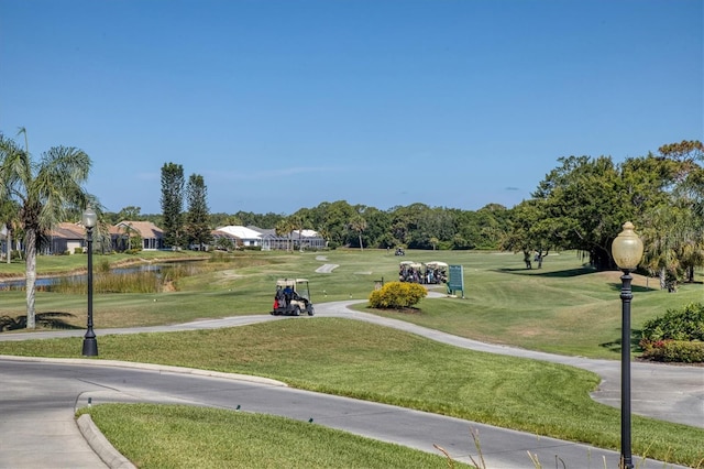 view of property's community featuring a yard