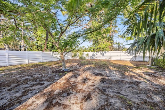 view of yard featuring a fenced backyard