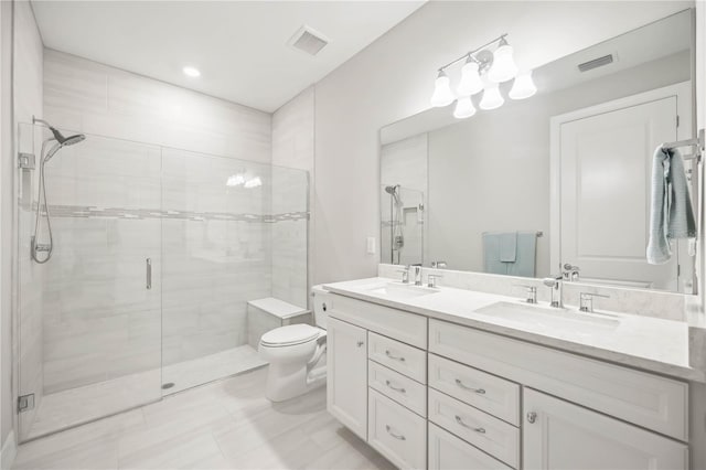 13867 Vadini St, Venice, FL 34293 - full bath featuring a shower stall, a sink, and visible vents