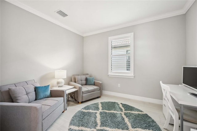 13867 Vadini St, Venice, FL 34293 - office featuring visible vents, baseboards, and crown molding