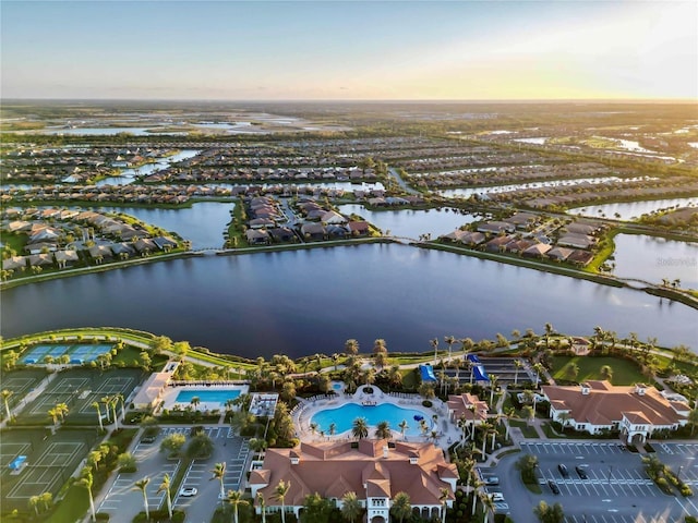 13867 Vadini St, Venice, FL 34293 - aerial view at dusk with a water view