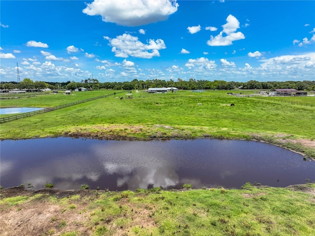 property view of water with a rural view