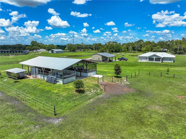 aerial view with a rural view