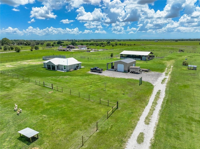 drone / aerial view with a rural view