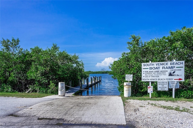 view of dock featuring a water view