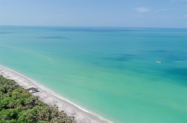 property view of water with a beach view