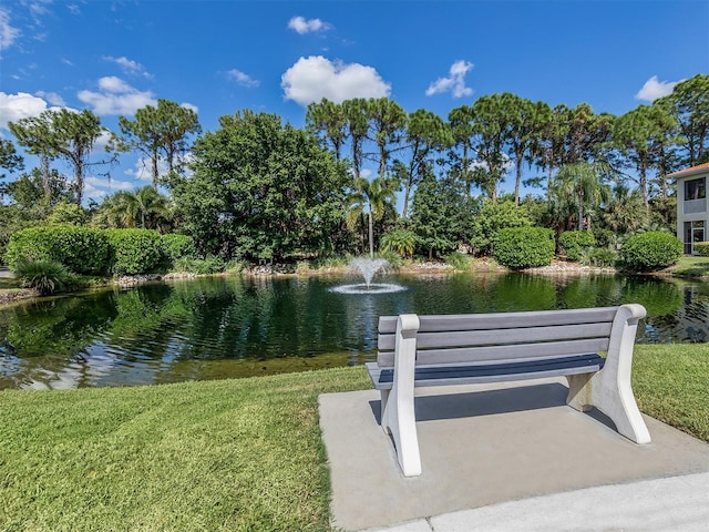 view of community featuring a water view